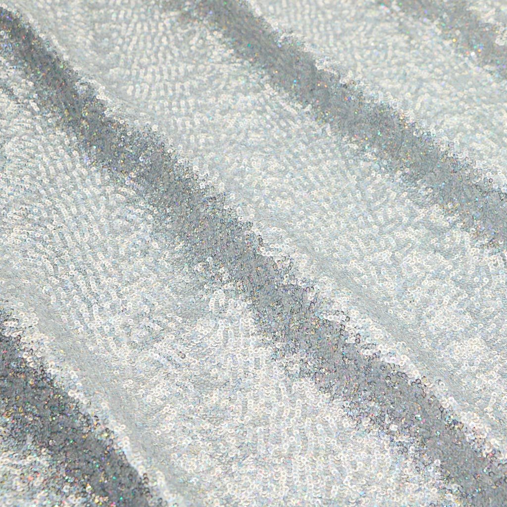 Cosmic GLOW Nylon Spandex Sequin Fabric - Embroidered Holographic Micro Sequins, 51/52" Width, 4-Way Stretch (1 Yard)