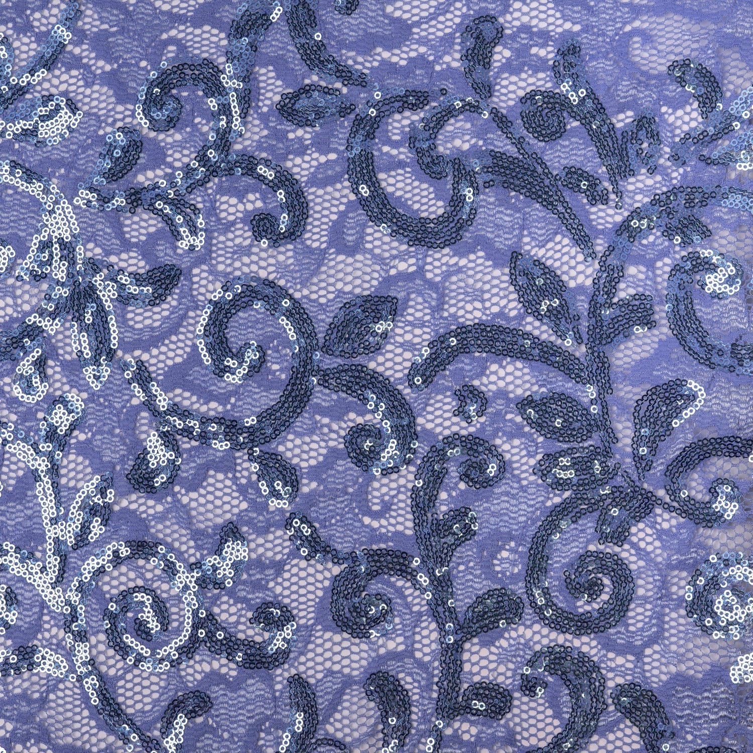 Cottage Garden Stretch Lace Sequin Fabric - Coral, Pink, Lilac, Periwinkle, Navy, Black, Gold, 58/60" Width (1 Yard)