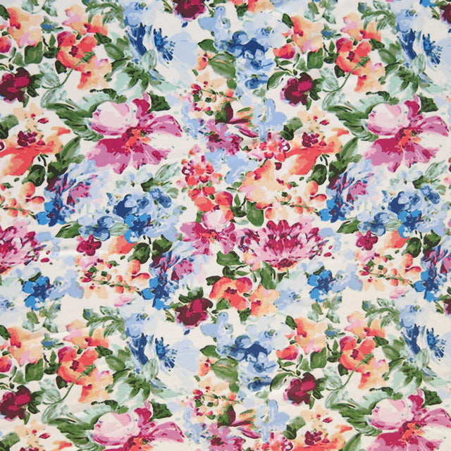 Swim Knit Cottage Garden Floral Poly Spandex Fabric