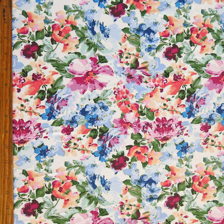 Swim Knit Cottage Garden Floral Poly Spandex Fabric