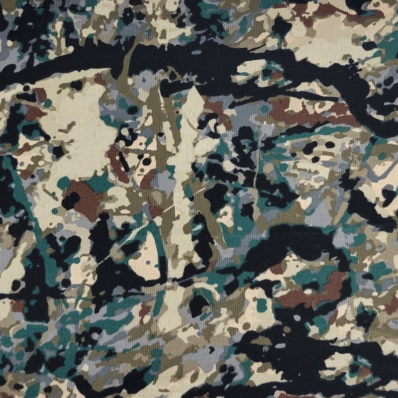 Rib Knit Cotton Spandex Camouflage Print