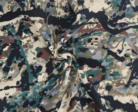 Rib Knit Cotton Spandex Camouflage Print