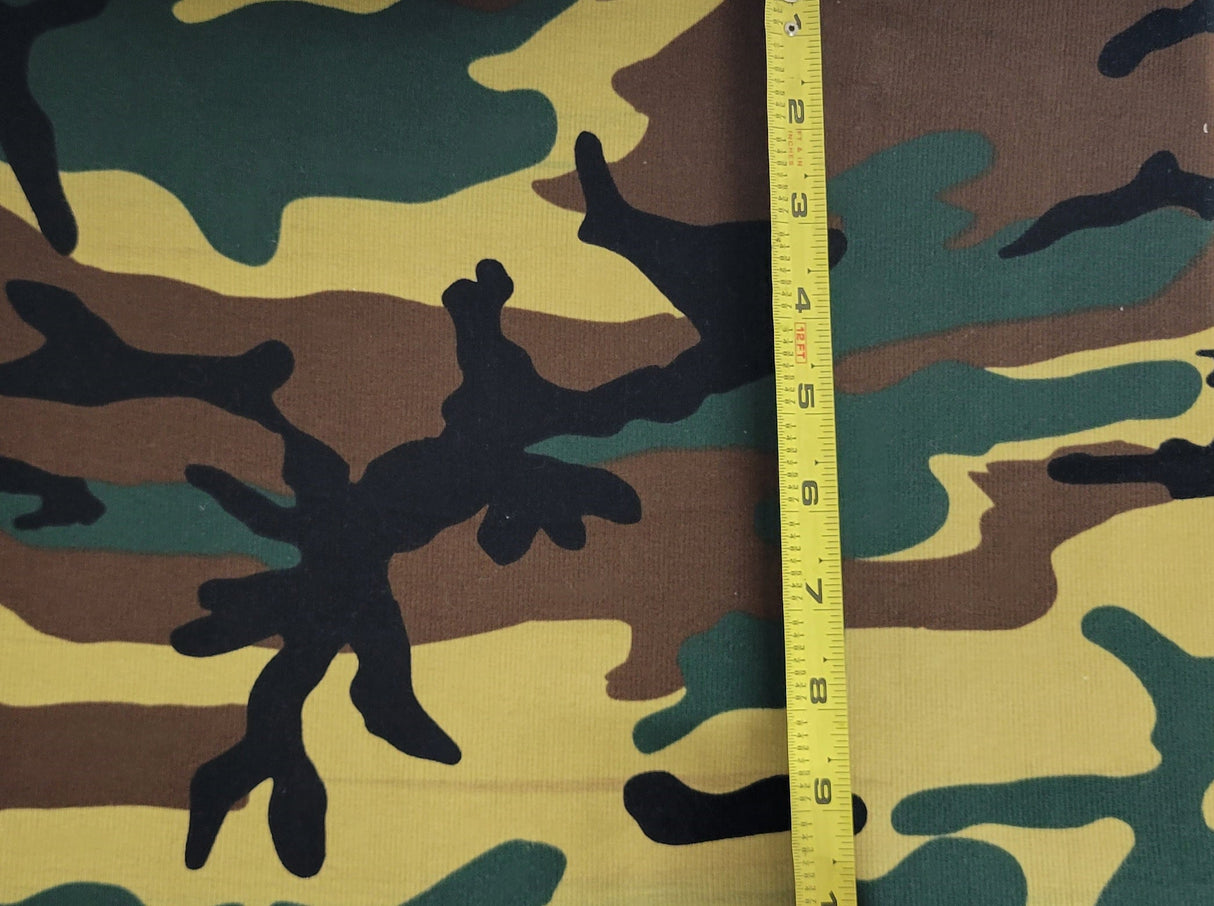 Rib Knit Cotton Spandex Camouflage Print
