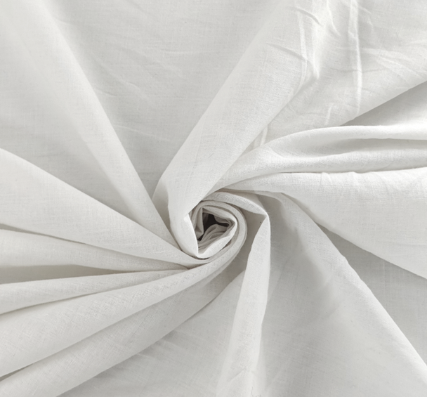 1 Yard Solid White Cotton Lawn Fabric Lightweight Breathable Apparel Material 57/58" Wide