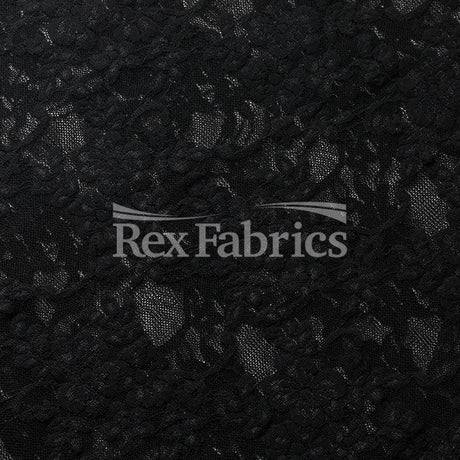 Countess Lace Nylon Spandex Fabric - 4-Way Stretch, Black, Cream, Floral Lace, 58-60" Width (1 Yard)