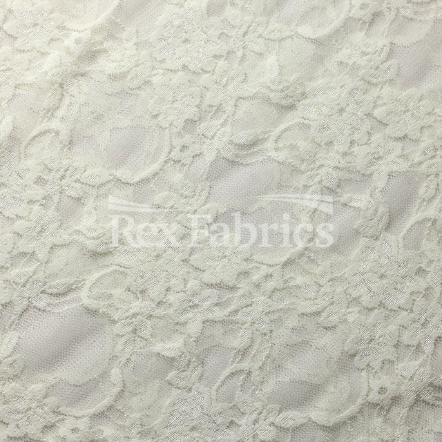 Countess Lace Nylon Spandex Fabric - 4-Way Stretch, Black, Cream, Floral Lace, 58-60" Width (1 Yard)