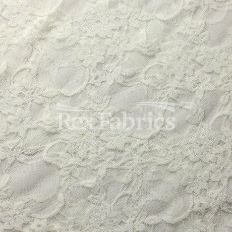 Countess Lace Nylon Spandex Fabric - 4-Way Stretch, Black, Cream, Floral Lace, 58-60" Width (1 Yard)