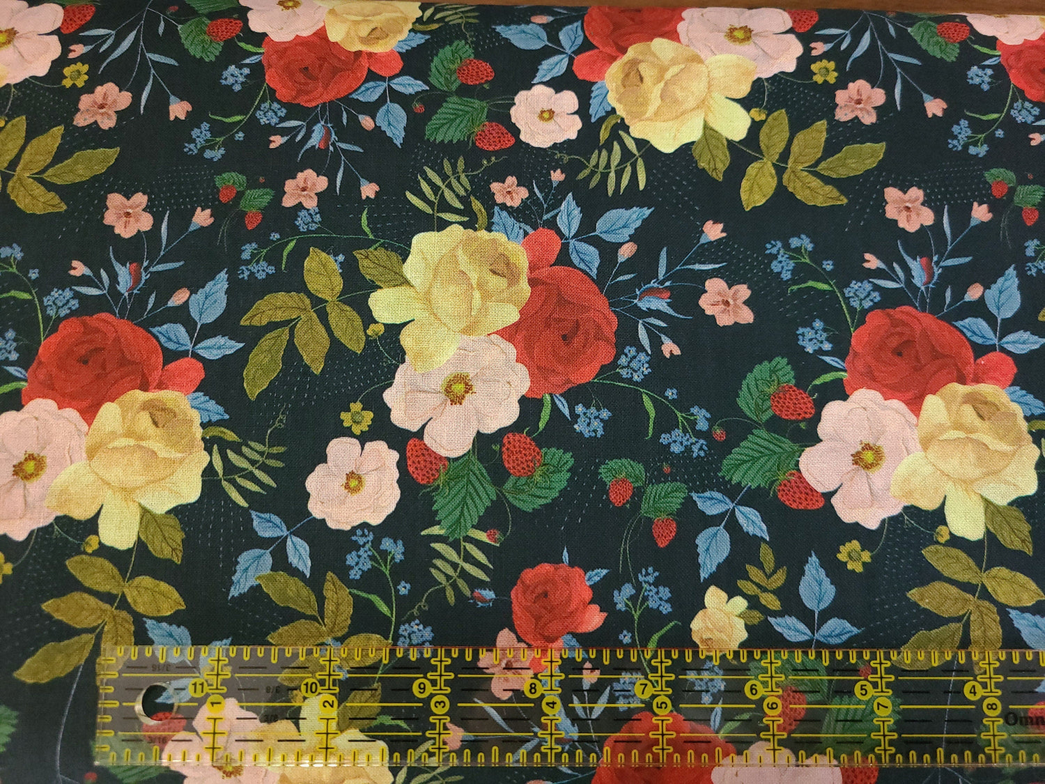 Quilting Cotton Country Cottage Large Florals on Navy Timeless Treasures