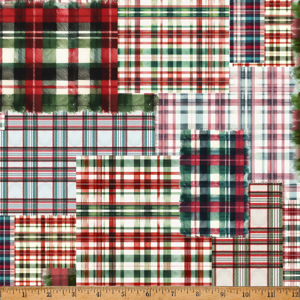 Cotton Plaid Christmas Fabric 43/44 Cozy Tidings