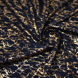 Cracked Foil Printed Microflex Nylon Spandex Fabric - White/Silver, White/Gold, Navy/Gold, Black/Gold, Cracked Foil Print, 54" Width (1 Yard)