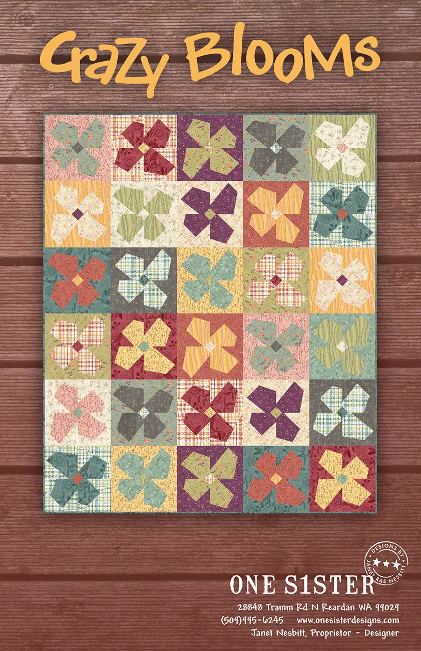 Crazy Blooms Quilt Pattern 55in x 66in