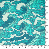 Printed Power Mesh Crazy Waves Green/Blue