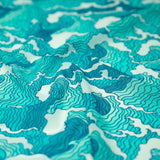 Printed Power Mesh Crazy Waves Green/Blue