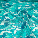 Printed Power Mesh Crazy Waves Green/Blue