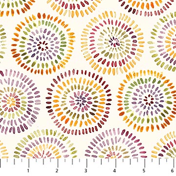 Cotton Fabric Cream Circles Flourish 44/45" Width