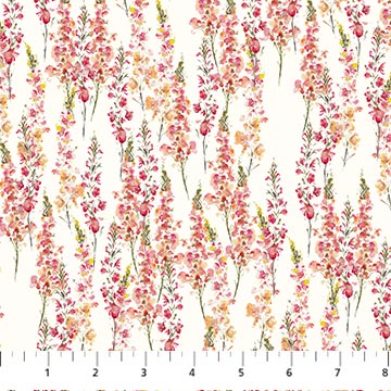 Cotton Floral Fabric Cream Cone Flowers Flourish 44/45"