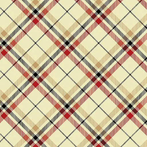 Cotton Wideback Fabric Cream Tartan Plaid 108"