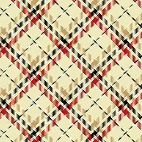Cotton Wideback Fabric Cream Tartan Plaid 108"