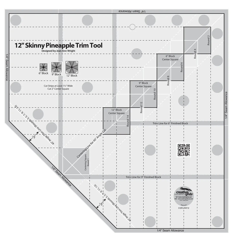 Creative Grids 12in Skinny Pineapple Trim Tool