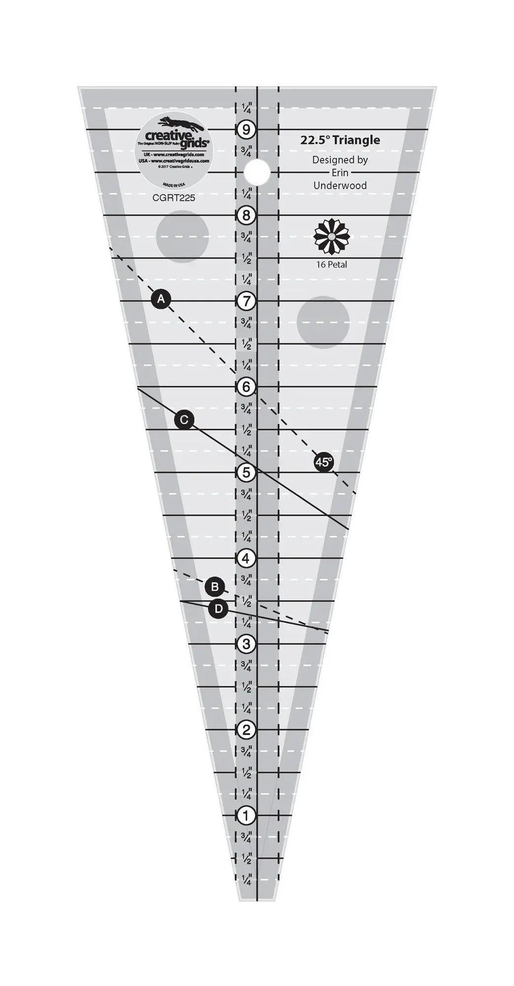 Triangle Ruler 22-1/2 Degree Creative Grids