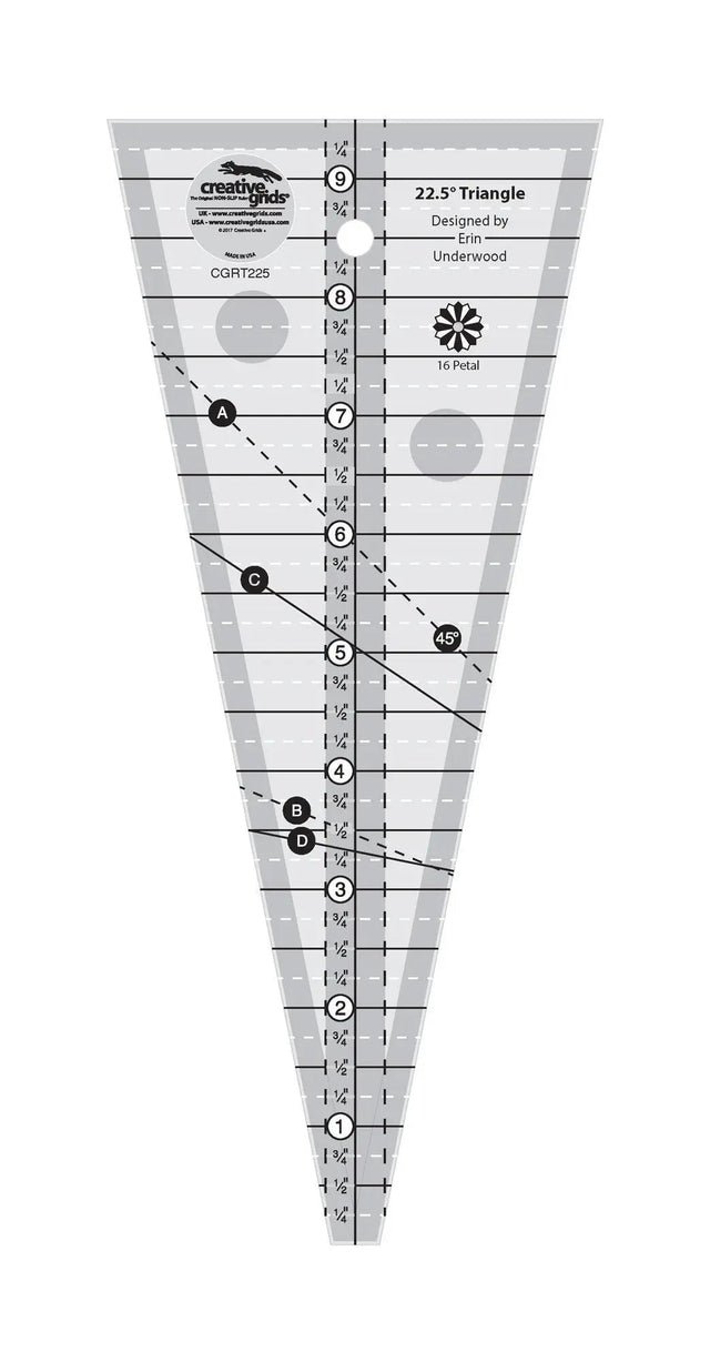 Triangle Ruler 22-1/2 Degree Creative Grids