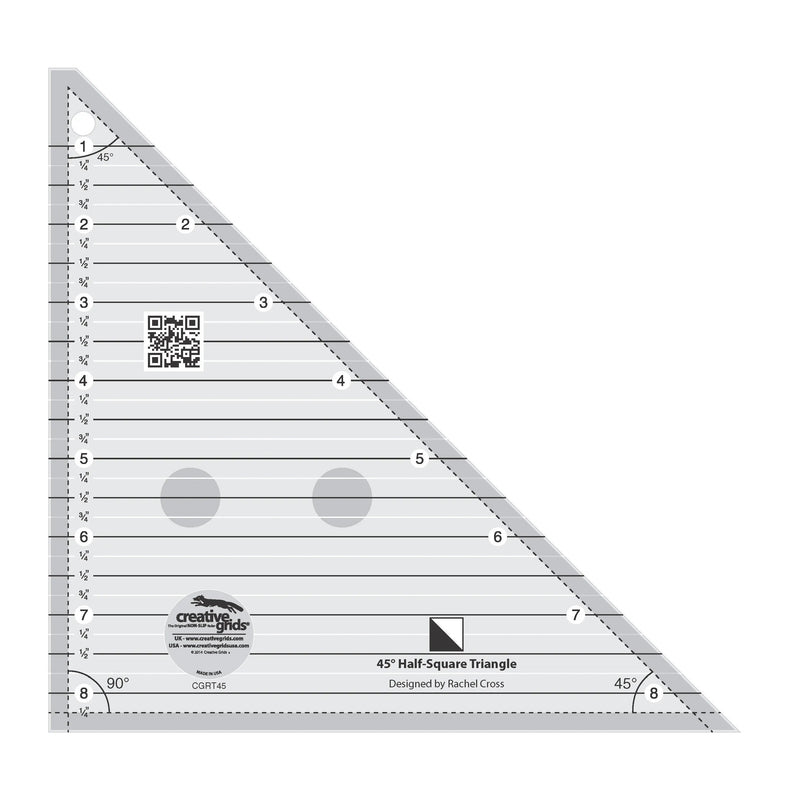 Quilt Ruler 45 Degree Half-Square Triangle 8-1/2in