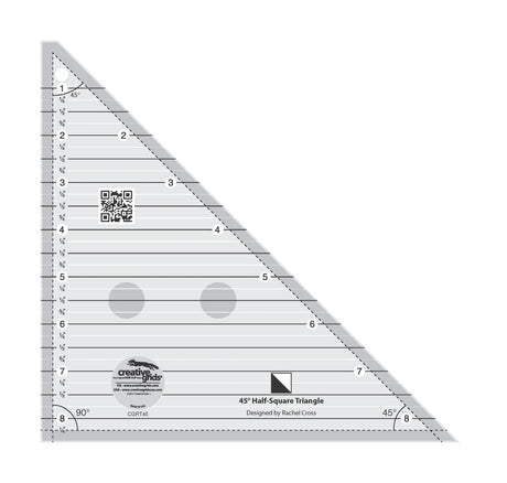 Quilt Ruler 45 Degree Half-Square Triangle 8-1/2in