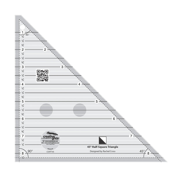 Quilt Ruler 45 Degree Half-Square Triangle 8-1/2in