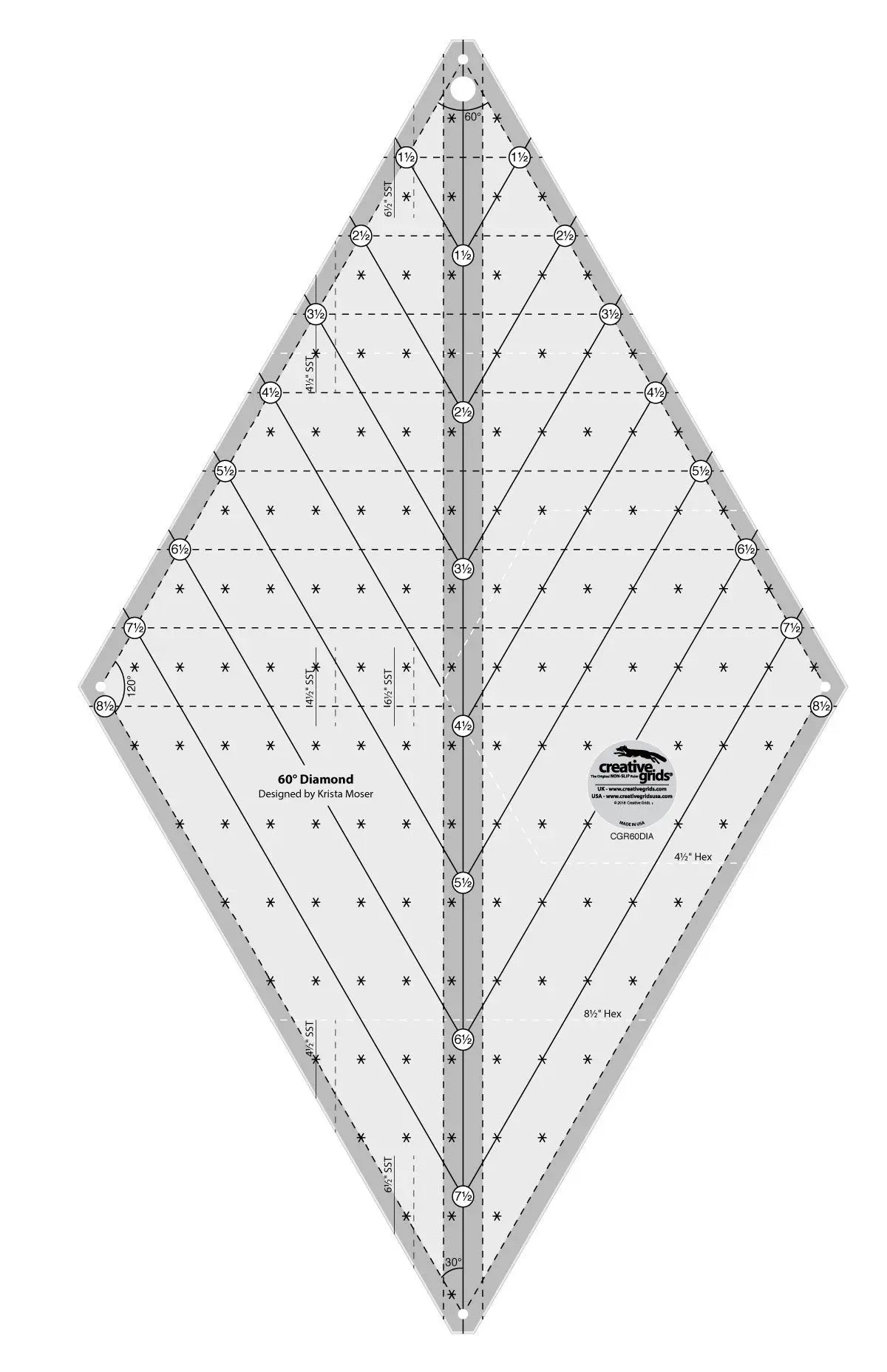 Diamond Ruler 60 Degree Creative Grids