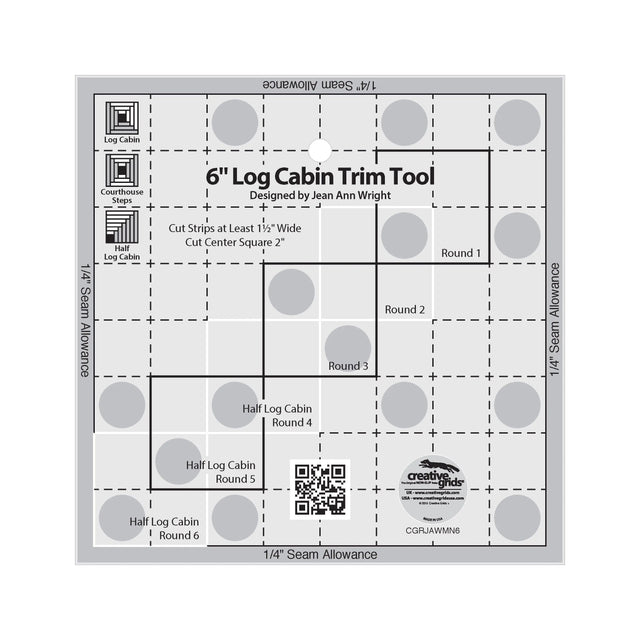 Quilt Ruler 6in Log Cabin Trim Tool