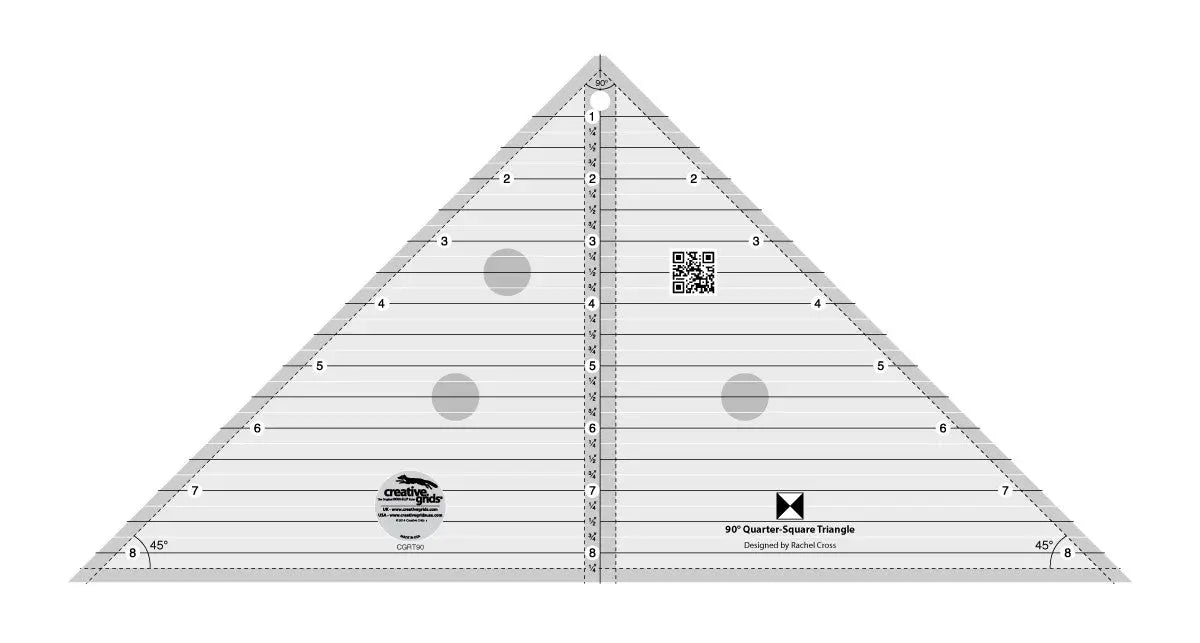 Quilt Ruler 90 Degree Quarter-Square Triangle