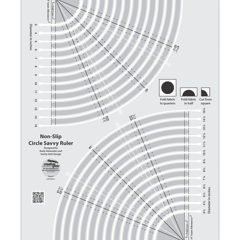 Quilt Ruler Creative Grids Circle Savvy 11-3/4in x 18-1/2in