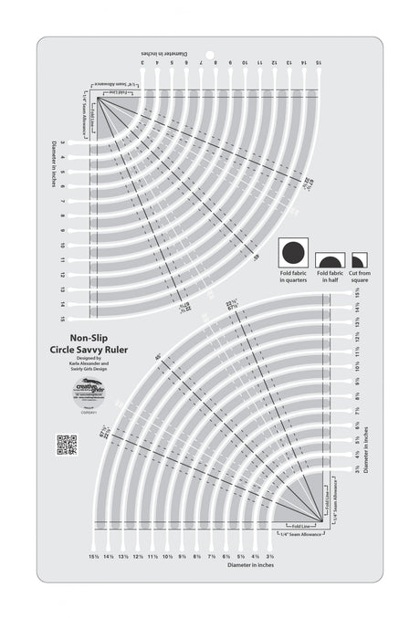 Quilt Ruler Creative Grids Circle Savvy 11-3/4in x 18-1/2in