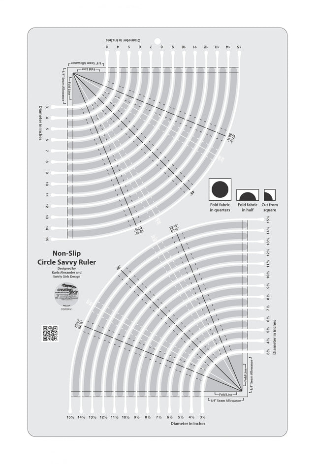 Quilt Ruler Creative Grids Circle Savvy 11-3/4in x 18-1/2in