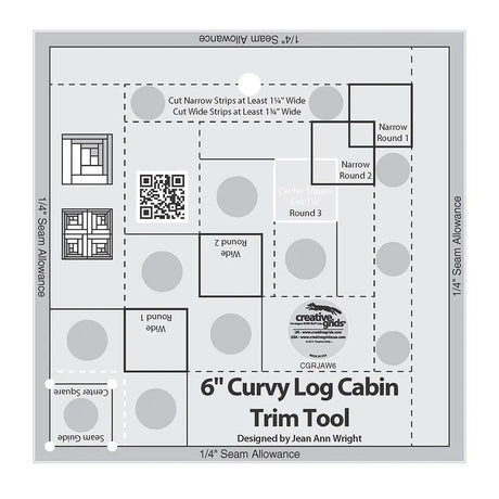 Quilt Ruler Curvy Log Cabin Trim Tool 6in