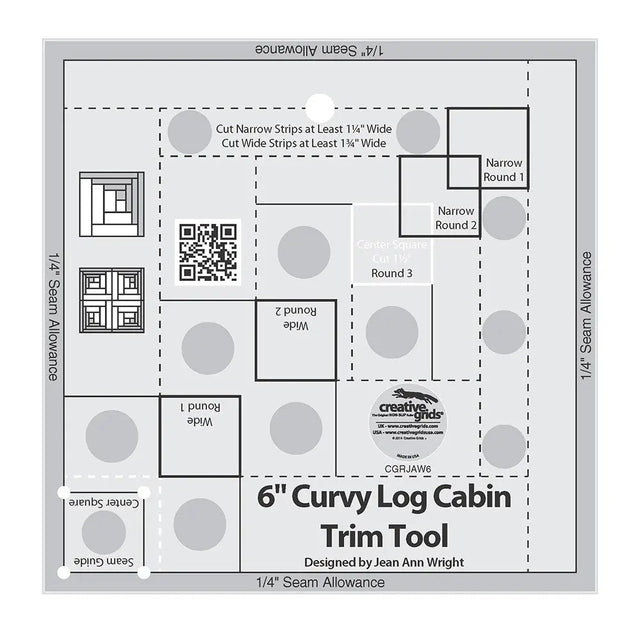 Quilt Ruler Curvy Log Cabin Trim Tool 6in