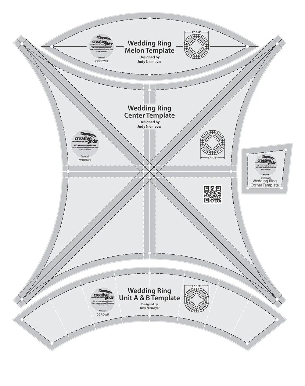 Creative Grids Double Wedding Ring Quilt Ruler Templates
