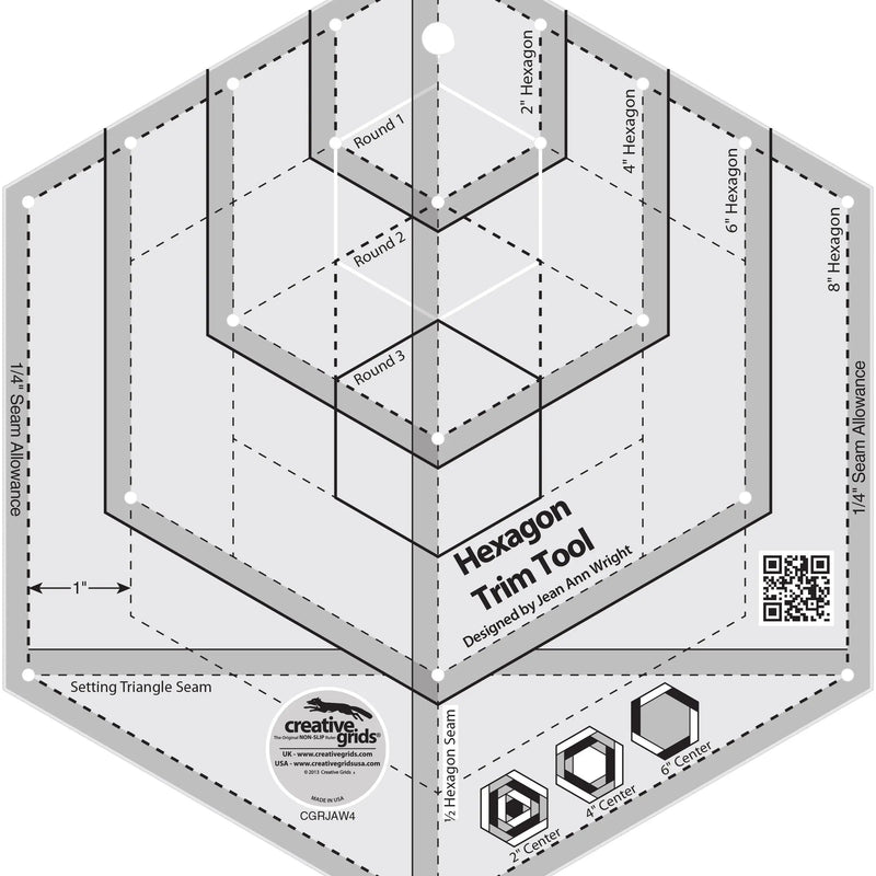 Hexagon Trim Tool Quilt Ruler
