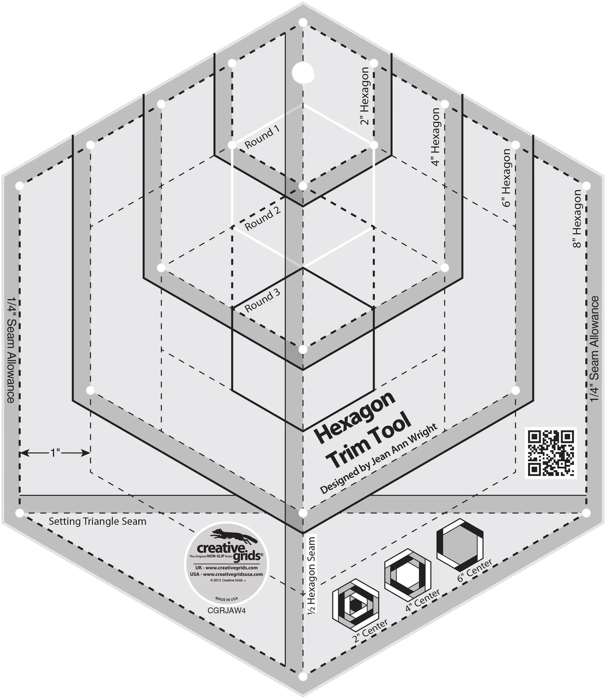 Hexagon Trim Tool Quilt Ruler