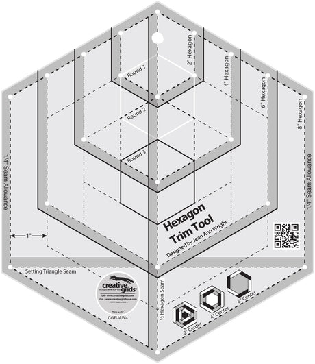 Hexagon Trim Tool Quilt Ruler