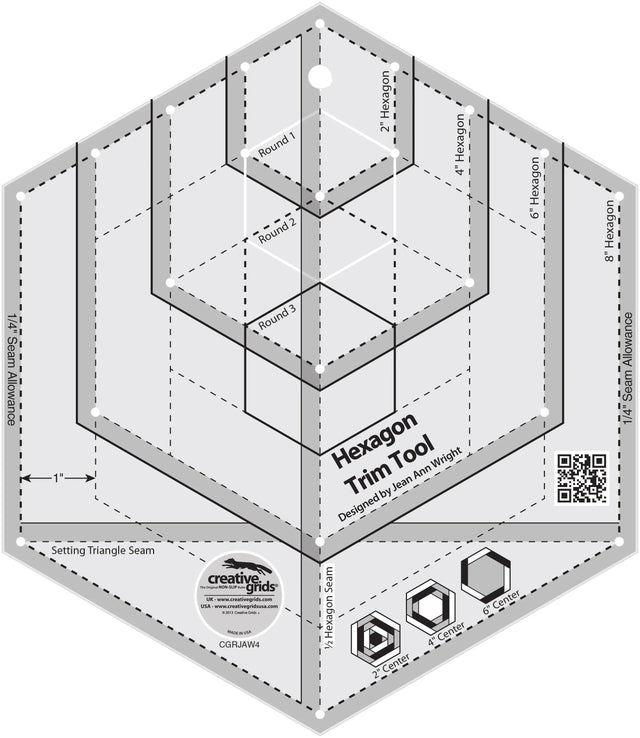 Hexagon Trim Tool Quilt Ruler