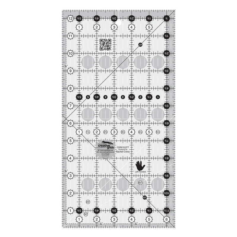 Left-Handed Quilt Ruler 6-1/2in x 12-1/2in