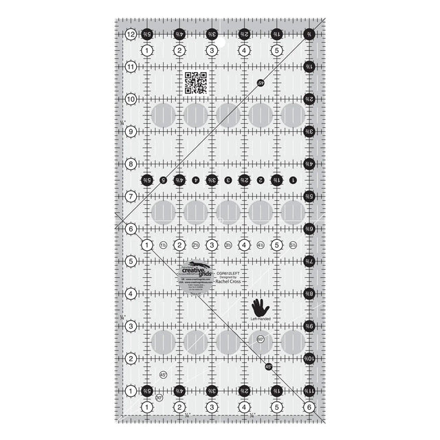 Left-Handed Quilt Ruler 6-1/2in x 12-1/2in