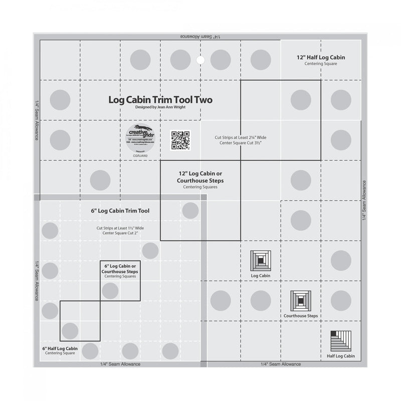 Log Cabin Trim Tool Quilt Ruler 6in & 12in Blocks