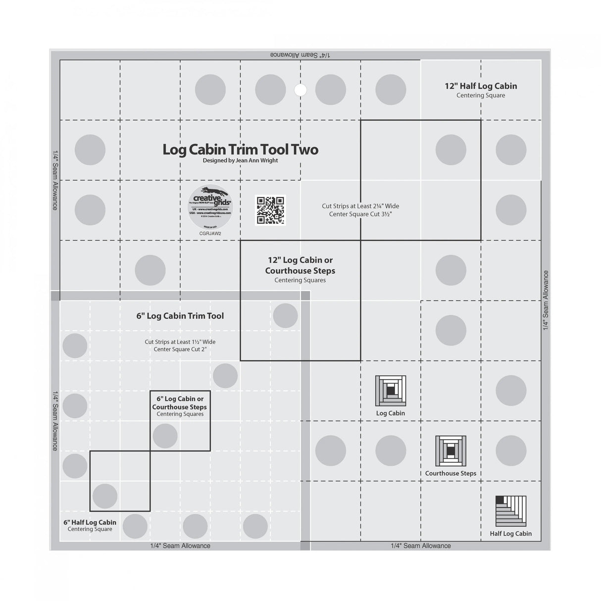 Log Cabin Trim Tool Quilt Ruler 6in & 12in Blocks
