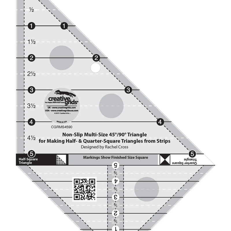 Quilt Ruler Multi Size Triangle 45 and 90 Degrees