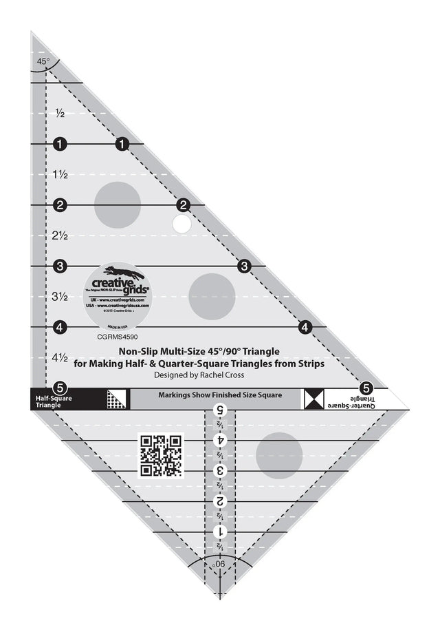 Quilt Ruler Multi Size Triangle 45 and 90 Degrees