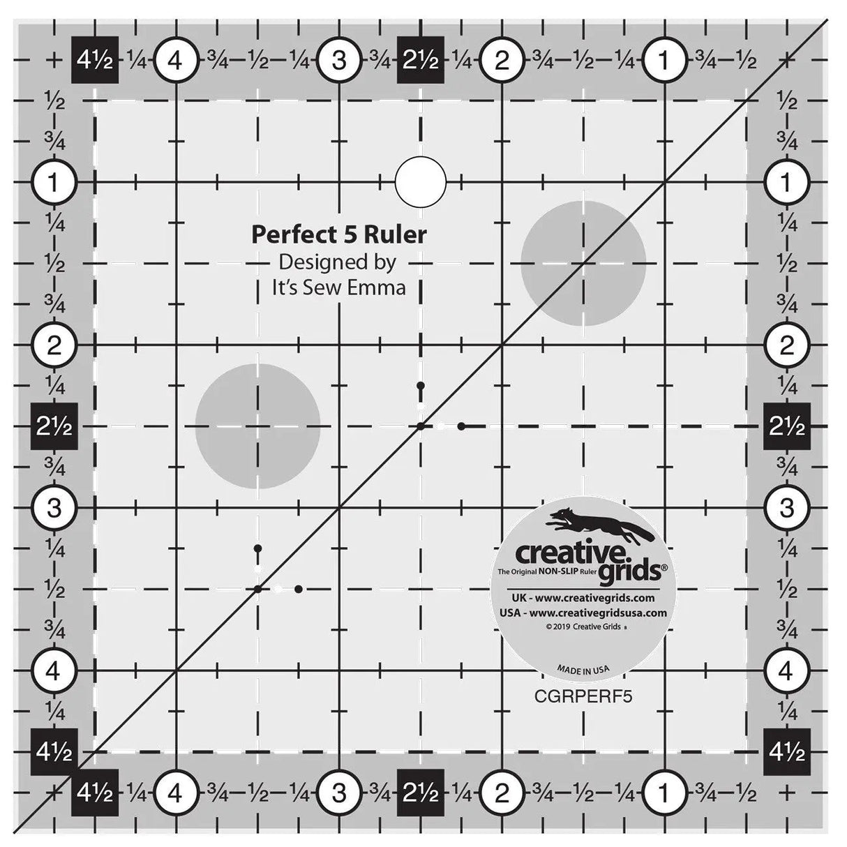 Quilting Ruler 5in x 5in Creative Grids Perfect 5