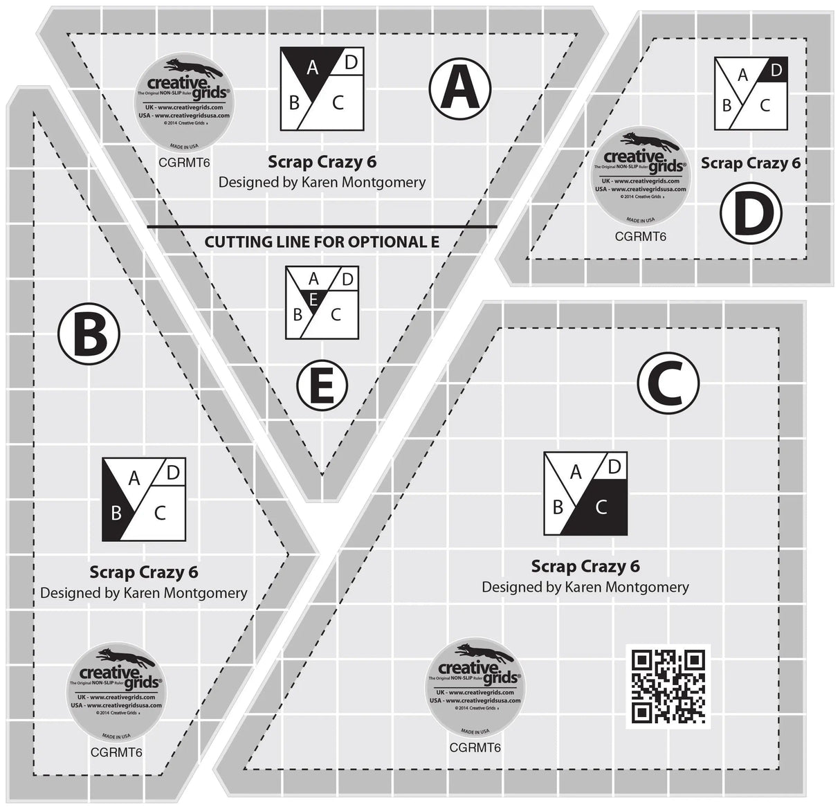 Quilt Ruler Creative Grids Scrap Crazy 6 Templates