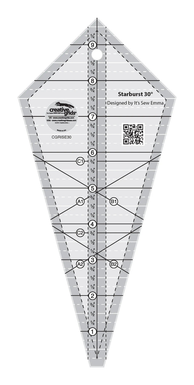 Quilt Ruler 30 Degree Triangle Starburst 9-1/2in